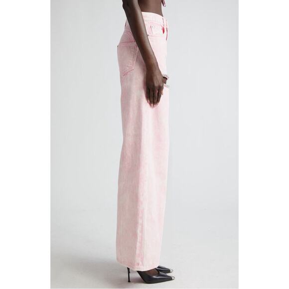 Area Crystal Slip Wide Leg Jeans Powder Pink Sz 27 - Picture 4 of 8